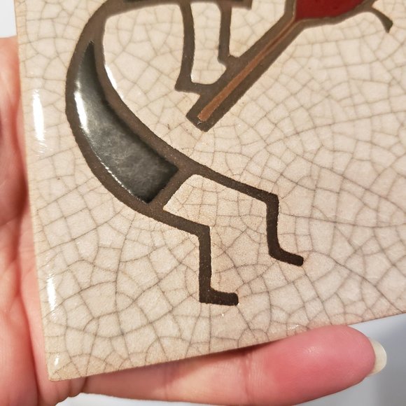 Vtg 1987 Arius Santa Fe Art Tile 4" Kokopelli Trivet New Mexico Made Italy READ - Picture 4 of 11